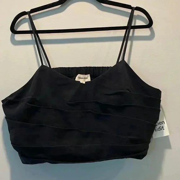 Open Edit Black Crop Top - Picture 2 of 10